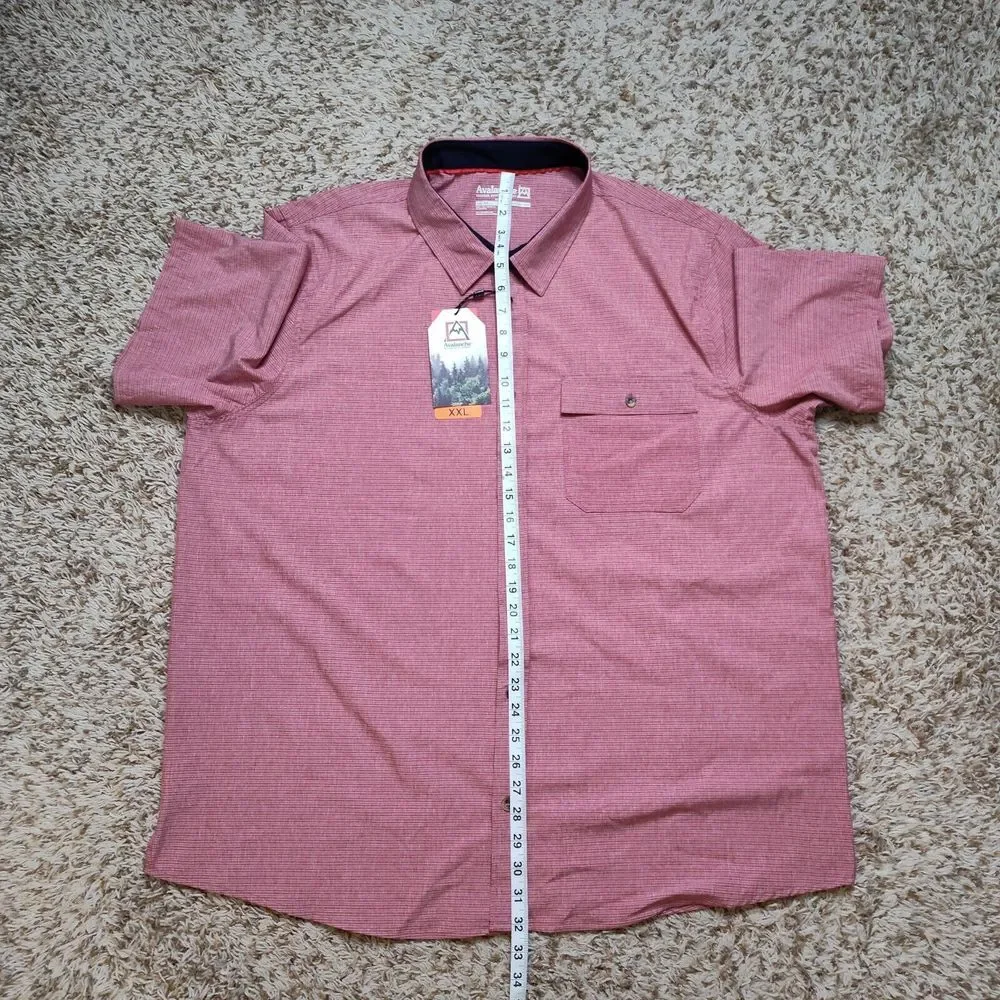 Avalanche Stretch Red Men Sz XXL Short‎ Sleeve Button Up Outdoor Supply Co